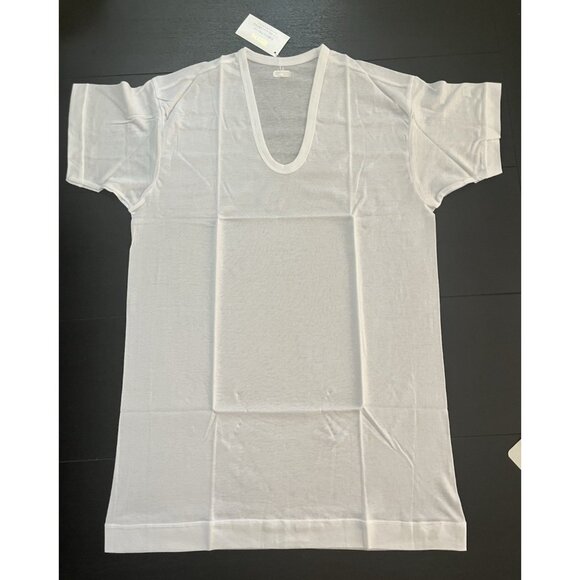 LANVIN Paris White V-neck Short Sleeve T-Shirt Japan Men Size Medium 100% Cotton - Picture 2 of 11